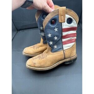 Smoky Mountain Stars and Stripes Western‎ Boot Boys Size 2R USA Patriotic 3880C